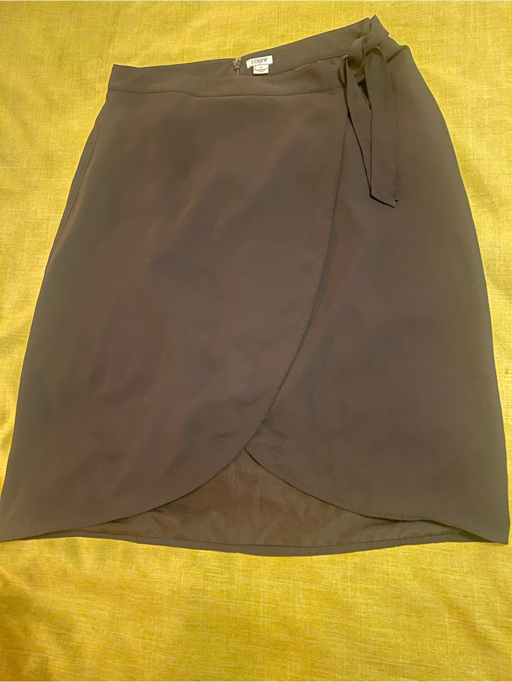 J. Crew Black Asymmetrical Wrap Skirt with Side Tie